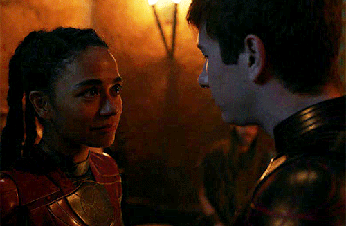 Lauren Ridloff And Barry Keoghan As Makkari AndDruigETERNALS (2021)