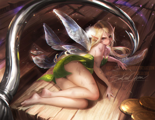 sakimichan: My take on Tinkerbell in some kind of situation? XD  interesting composition to p