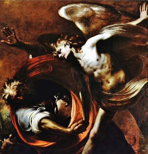 blackpaint20: Pietro Ricchi (1606-1675), Jacob Wrestling the Angel (Oil on canvas), c. 1650