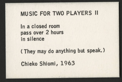 neo-catharsis:  Mieko Shiomi, Music for two players, 1963