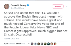 liberalsarecool:  justinspoliticalcorner:  I say thank God the godawful Sinclair/Tribune merger was rejected by the Pai-led FCC. #StopSinclair    #StopSinclair 