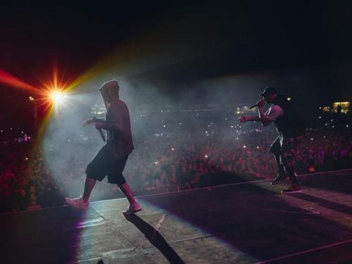 Eminem performing in Glasgow yesterday. 