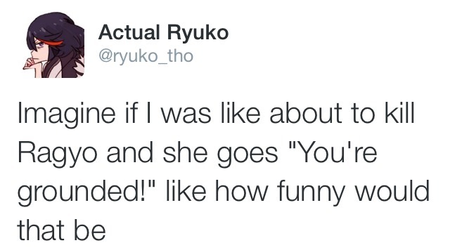 makaiwars:  The thrilling 3rd part of my parody Ryuko twitter- last one before the