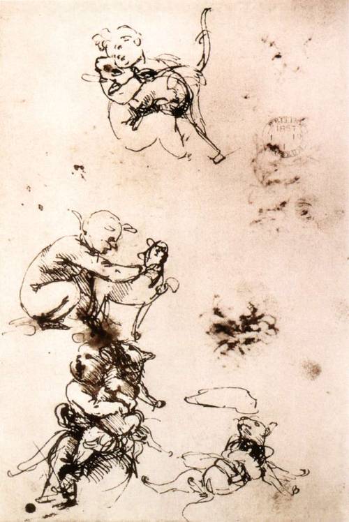 Study of a child with a cat, 1478, Leonardo Da VinciMedium: ink,paper