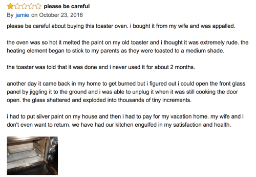 objectdreams:1-star amazon review of cuisinart toaster ovenwritten using a predictive text interface