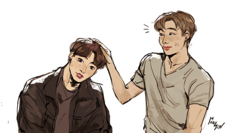 Soft moments with Jungkook and his shy brother Namjoon <3 