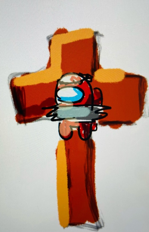 campyvillain:lohboh:campyvillain:campyvillain:campyvillain:just tried to draw among us crucification but i realized halfway thru tbat the crewmate doesn’t have arms and thus can’t be nailed to a cross so my solution to this was to just draw the thing