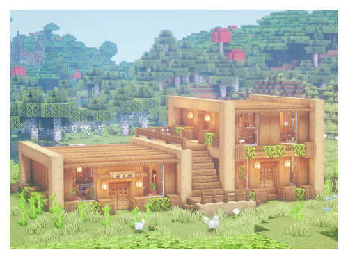 Been enjoying building these wooden modern houses lately (☆▽☆) - tutorial 
