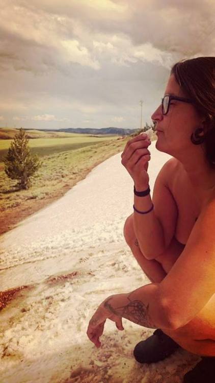 XXX Hydrating with snow in Wyoming photo