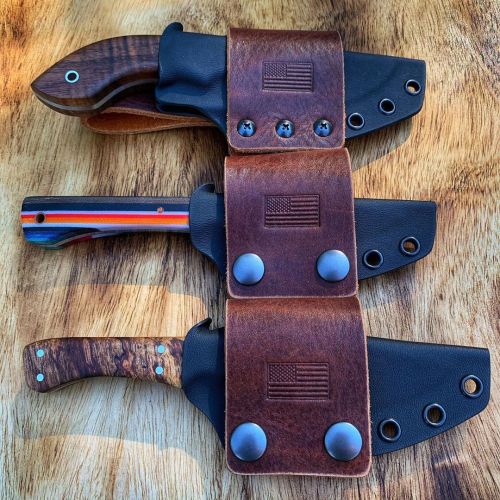Sheath and sharpening day! These three are ready to rock! The middle one is available . . #knifefan