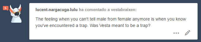 vestabraixen: vestabraixen:  @lucent-nargacuga-lulu Vesta  IS a trap!  Morning reblog