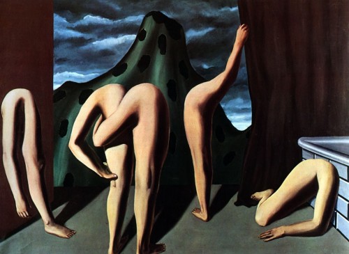 thefacepainters:  René Magritte, “Intermission,” 1928, oil on canvas, 114 x 161 cm.