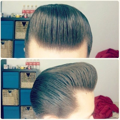 slick-psycho:  mrpomade:  Now that’s a work of art. #cleanlook #cleancut #pomade #pompadour Visit www.pomade.com for your grooming needs.  mrpomade, Thanks for posting my picture! :D 