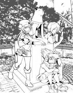 yapitori:  Yay, finally inked it! BG is a bit busy though, I gotta tone it down later.I see Hachiko like at least once a month, haha! He’s actually too small in this pic, but making him actual size kinda takes away from the pic a bit, sooooo…Sketch