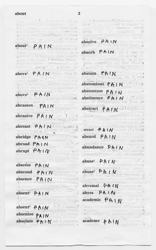 Mladen Stilinović, Dictionary – Pain, 2000-2003 