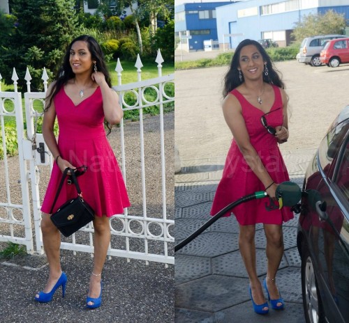 Pink dress and blue heels ← yay simple outfits! (by Natassia)So, we’ve had a few posts with bl