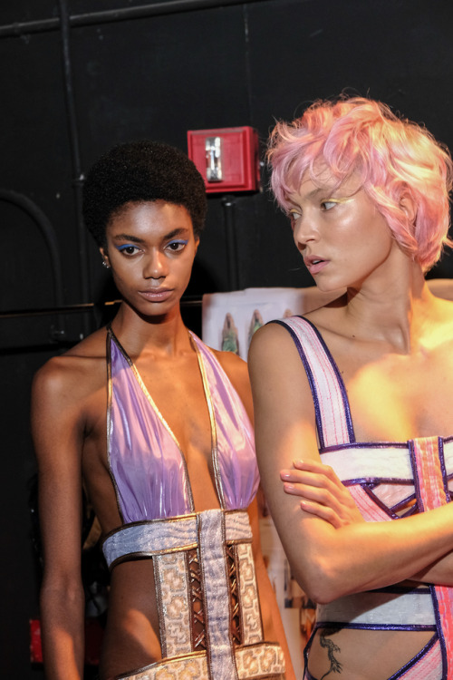 fashiondailymag: backstage babes.   CUSTO BARCELONA SS20 NYFW.  details(PH @ tobias-bui for @fashion