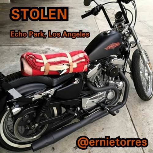 Be on the lookout folks, stolen 2013 Harley Sportster taken from Echo Park in Los Angeles. Please co