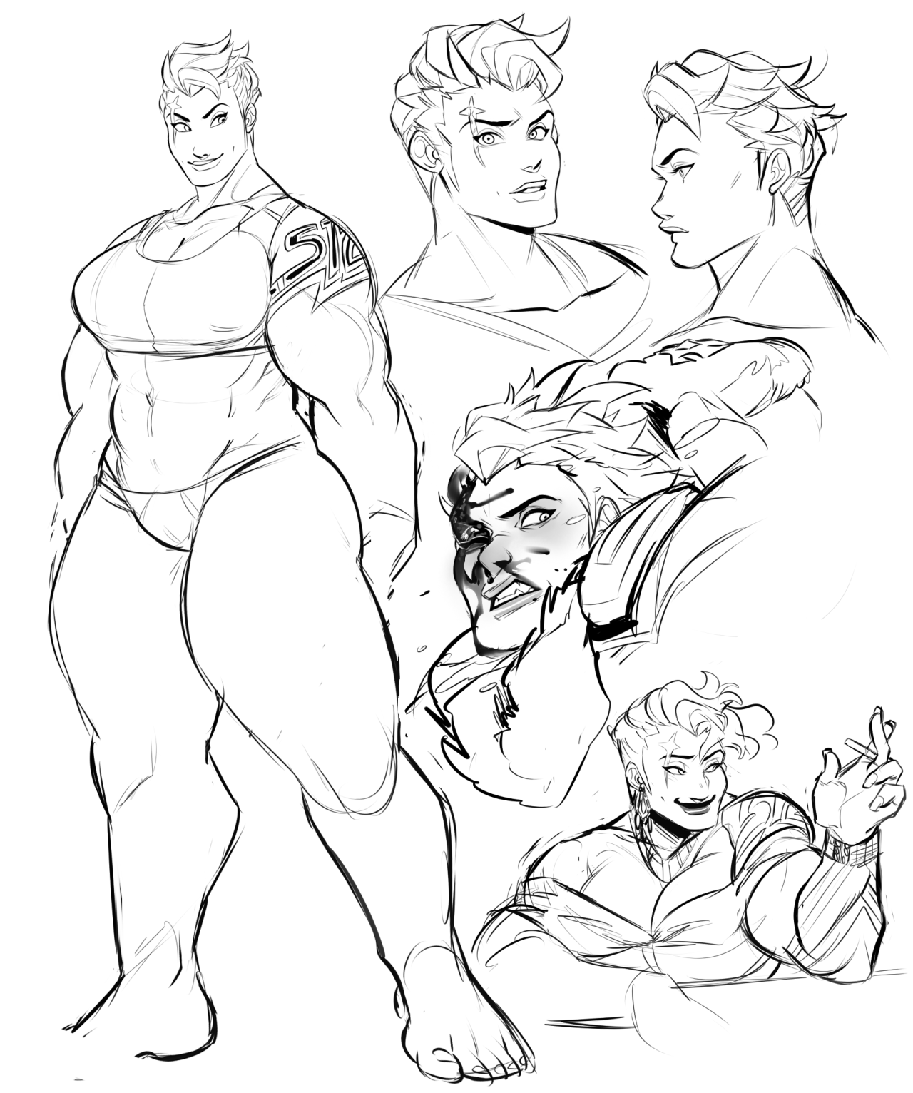 orangekissess: some zarya sketches. tryin to figure out how to draw her………………