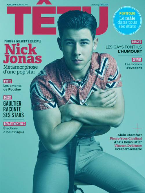 Nick Jonas for Têtu Magazine 2015.After appearing in a sporty cover photo shoot for Icon magazine, s