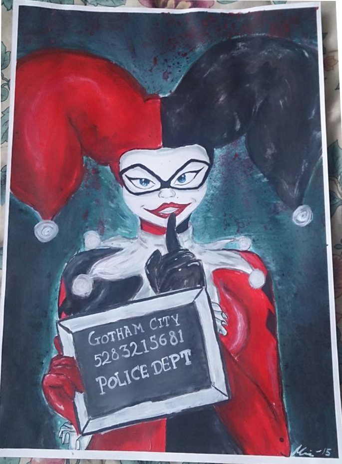 daily-superheroes:  I painted Harley Quinn for my boyfriend and thought you guys