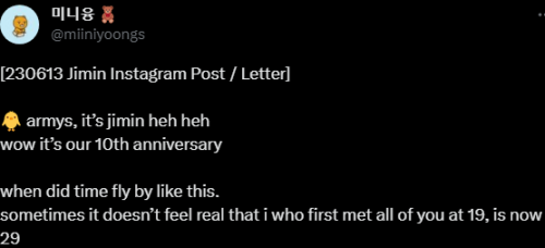 230613 - Jimin On Weverse (trans. Cr. Miiniyoongs)