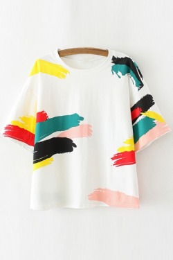 Flyflygoes: Summer Cute Girl’s T-Shirts  Color Block  //  Cat &Amp;Amp; Cactus