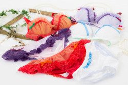 superattacku: Show your love for Evangelion with these Rei, Asuka, and Marie with lacy lingerie courtesy of SuperGroupies! Even otaku need underthings, right? 