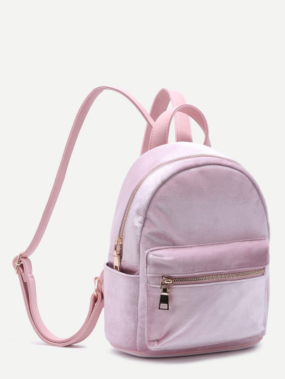 angelsfilth:  Velvet Chunky Heel Booties 43$ | Pink Suede Backpack 25$