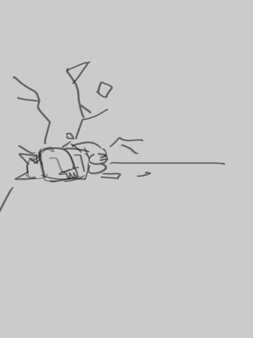 bday post-slammed into a corner and doing the family guy death pose