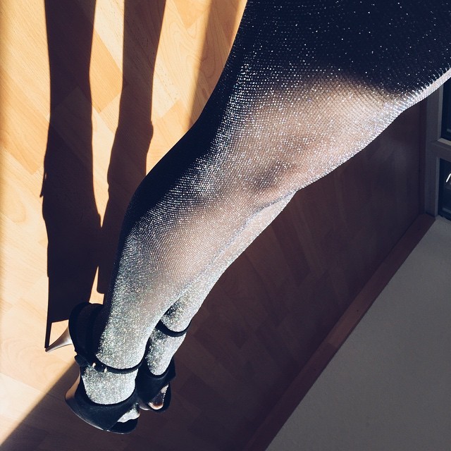lustyffh:  Late light on my @ceciliaderafael Viena Sparkle tights and @pleasershoes