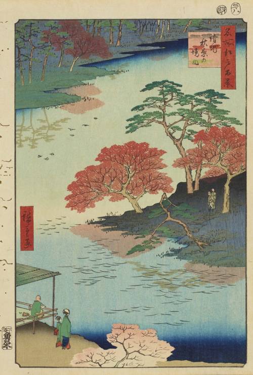 Hiroshige Utagawa’s “One Hundred Famous Views of Edo”. The place is a large pond n