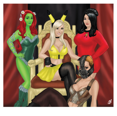 bigchrisgallery:  (Now that i’m allowed to post this… ;-) “House Nigri” A recent commission for the lovely Abby Dark-Star of (from left to right, clockwise) Abby, Jessica Nigri, Ivy Doomkitty and Nicole Marie Jean. 