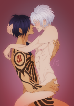 captainbun:無条件の愛I wasn’t going to finish this… then I had a mini heart attack at work when I realized I forgot to draw Koujaku’s tattoos… then it just… kinda happened… I have no regrets…