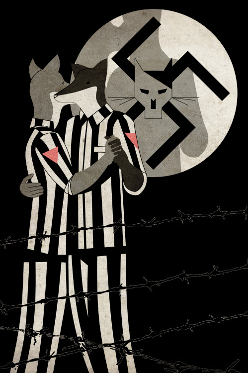 andrealepre:  tribute to Art Spiegelman’s Maus, to remember the homosexual victims of holocaust