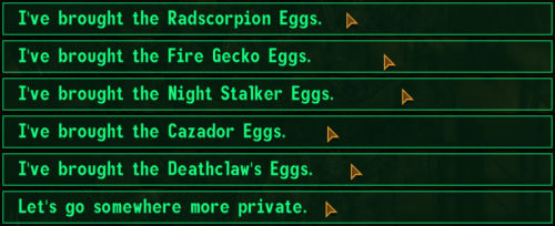 thefalloutscrolls:Fallout New Vegas courtship is pretty straightforward.