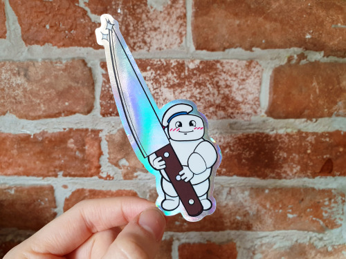 cute but deadly holographic mini-puft stickers are now available on my etsy! link in bio!! ✨