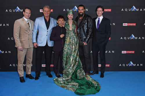 Patrick Wilson, Dolph Lundgren, director James Wan, Amber Heard, Jason Momoa and producer Peter Safr