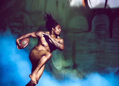 beholdthebeautiful:Seattle Seahawk running back Marshawn Lynch by Carlos Serrao for ESPN Magazine Body Issue 2014 + making of video http://espn.go.com/video/clip?id=11173962