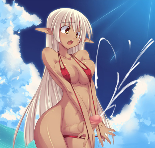 futanarirequests:A cute futanari cumming request by @strange-andlovely-hentai!