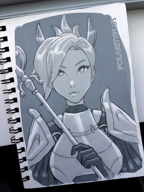 Mercy brings the heals as a falcon knight.I’ve enjoyed the mash ups, but my 100 page sketchbook is a