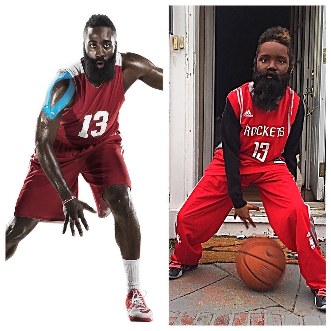 My son was @jharden13 for #Halloween ! What do you think of his costume 💪🏽🏀