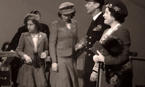 The Royal Family visit the set of In Which We Serve (1942), a film inspired by the wartime exploits 