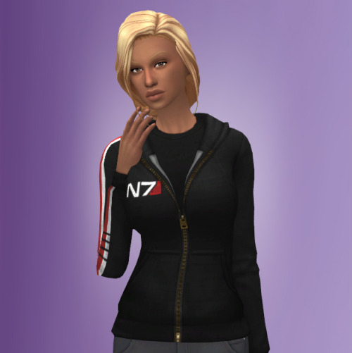 xldsims: Here’s my female rendition of the Mass Effect N7 Hoodie for Sims 4. Like before, it&r