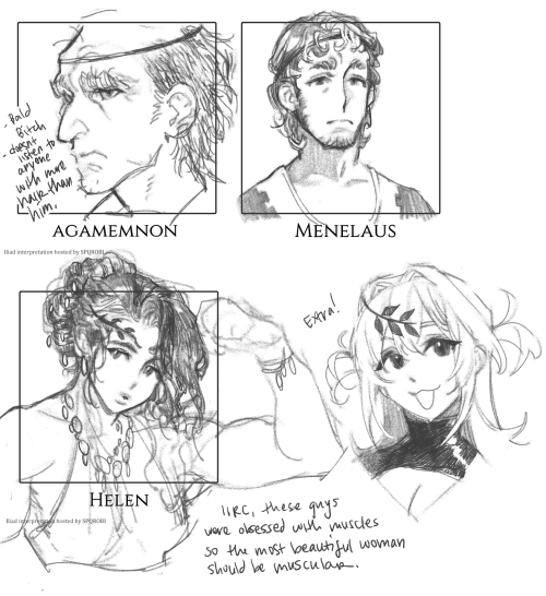 Helen, Agamemnon, and Menelaus interpretations homework from Robinius Iliad class #4! I meant to pos