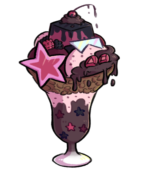 arinky-dink:  Delicious parfaits made by Fryko-chanGarnet: Dark chocolate, coffee and raspberryAmethyst: Sweet potato, sesame and red bean pastePearl: Strawberry, vanilla and ciderRose: Strawberry, mint and chocolateSteven: Strawberry, cookies ‘n cream