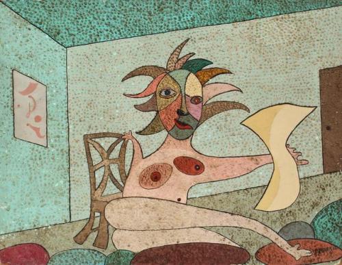 Non-attributed (signed: P. Meyer ?). [Cubist nude], 1962.