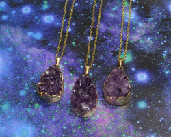 crystalauras:  Amethyst druzy necklaces available here