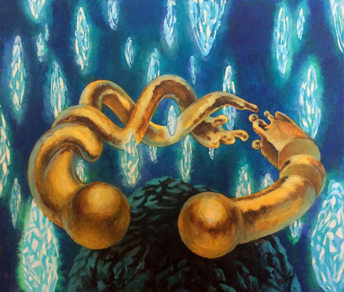 Magic Torc.Mixed media on paper.Most magical artifacts just look overly decorative and maybe glow. F