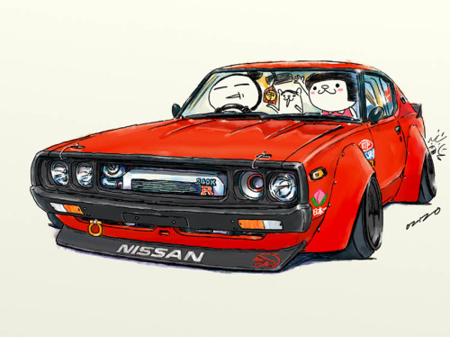 ozizo:  car illustration “crazy car art” jdm  japanese old school　”KENMARY” original cartoon　”mame mame rock”   /   © ozizo 